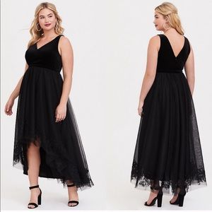 TORRID High Low Velvet & Tulle Floral Dress